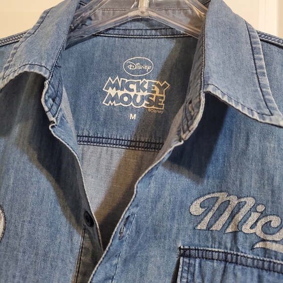 DISNEY MICKEY MOUSE Y2K BLUE DENIM SHORT SLEEVE WOMEN'S POLO SHIRT MEDIUM - Picture 7 of 10